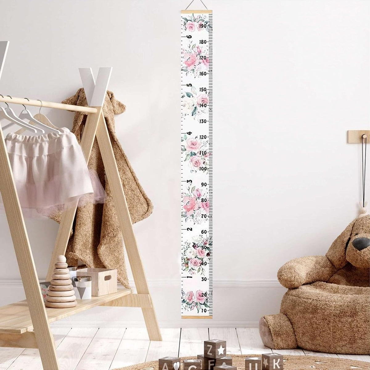 LoveNite height wall chart close up of floral canvas design