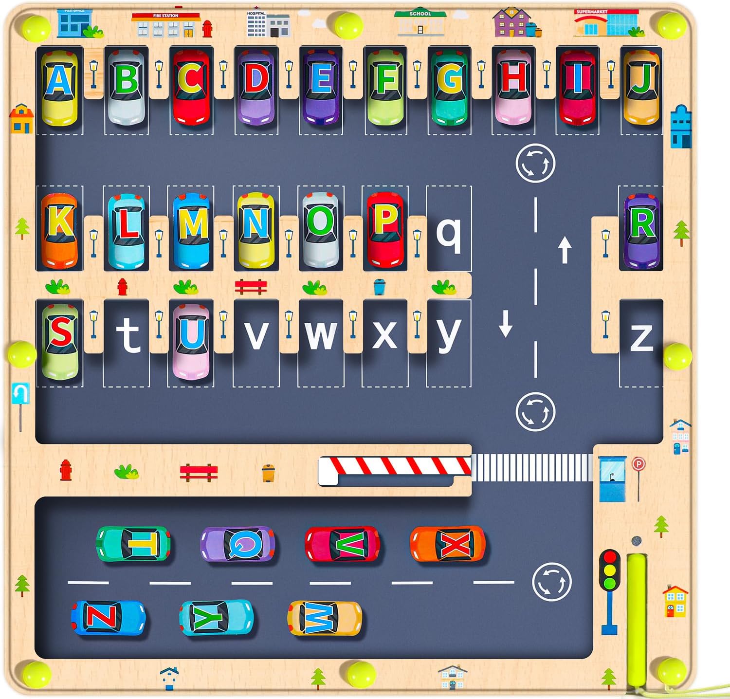 Nowrich Magnetic Alphabet Maze Letter Puzzle Board front view for kids
