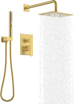 KENES Brushed Nickel Shower Head and Handle Set, Square Shower Faucet Set | Shower Faucet with 10-Inch Rain Shower Head, Square Shower System, Valve Included, Lead-Free cUPC & NSF Certified, Stainless - Image 15