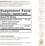 Solgar Milk Thistle capsule supplement bottle label details