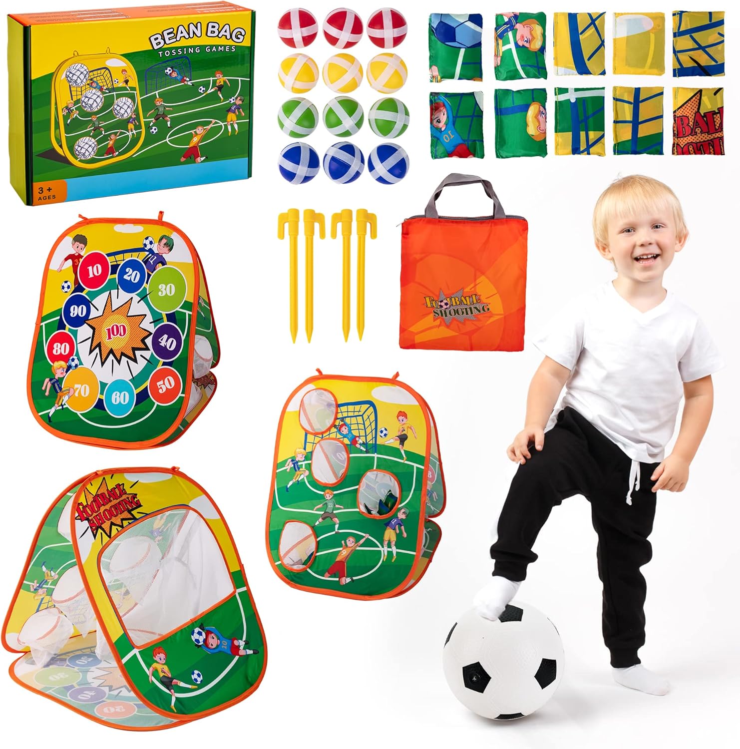 Sundaymot 3 in 1 football bean bag toss game front view