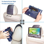 Swivel screen portable DVD player secured in TFY mount