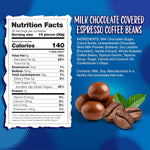 Roasted coffee beans coated in smooth milk chocolate gourmet snack close up