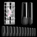 Ranrose XXL long straight nail tips in a 240 piece clear storage box stick on nails
