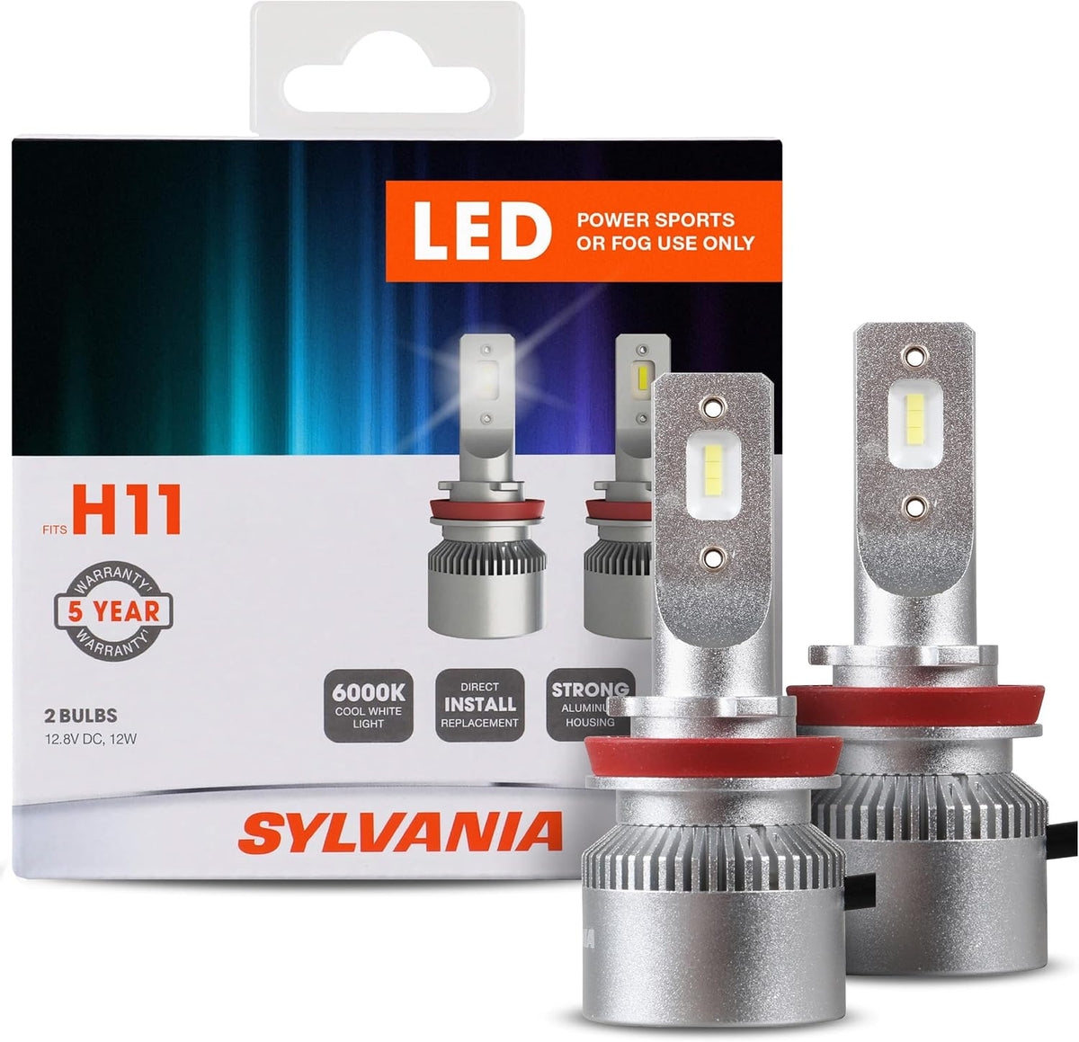 Sylvania H11 LED Powersport Headlight Bulbs front view packaging