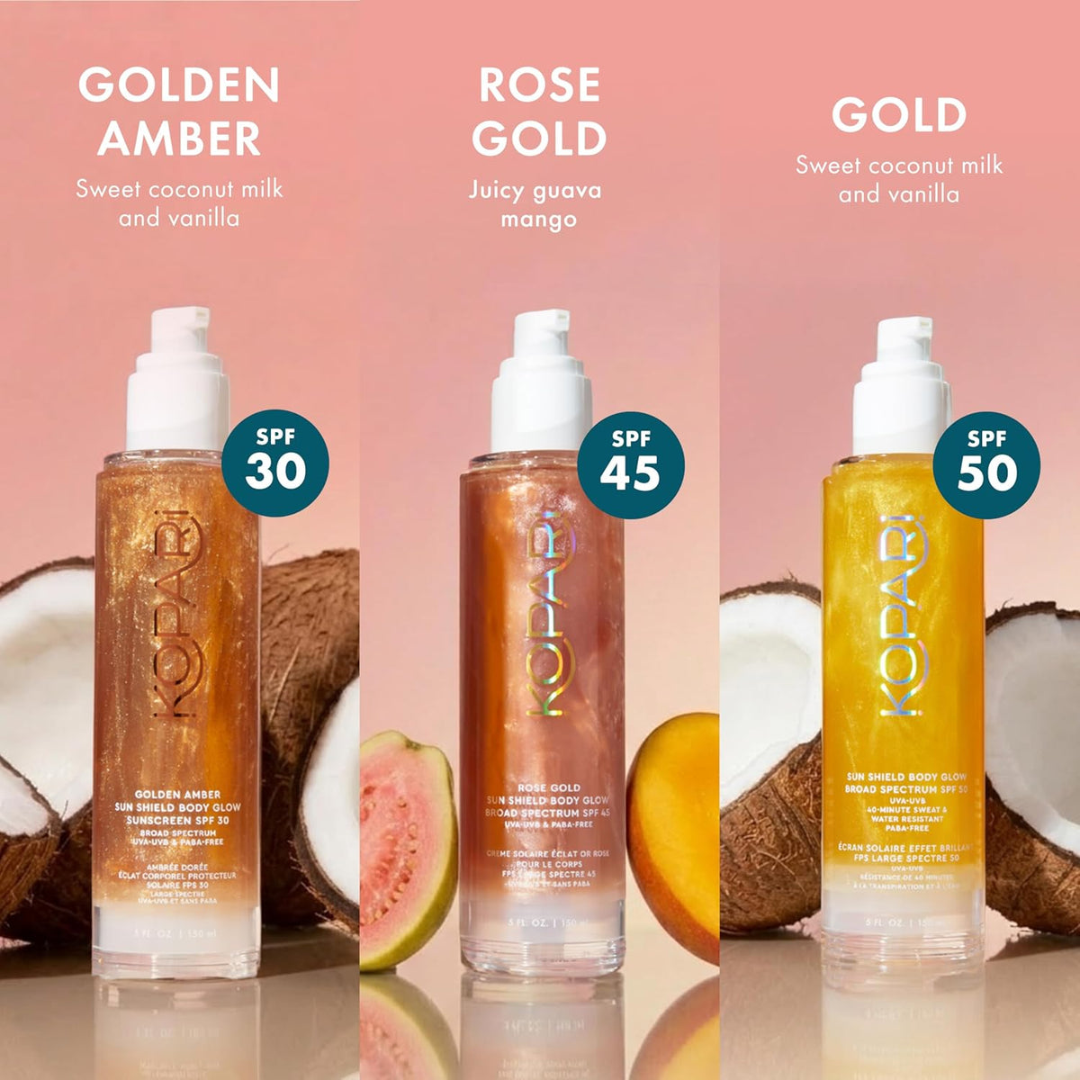 Kopari Sun Shield Body Glow top cap and dispenser close up