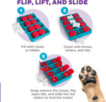 Outward Hound dog toy brick with red flip lids close up