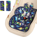 Dayeeball Piddle Pad Car Seat Protector front view blue dinosaur