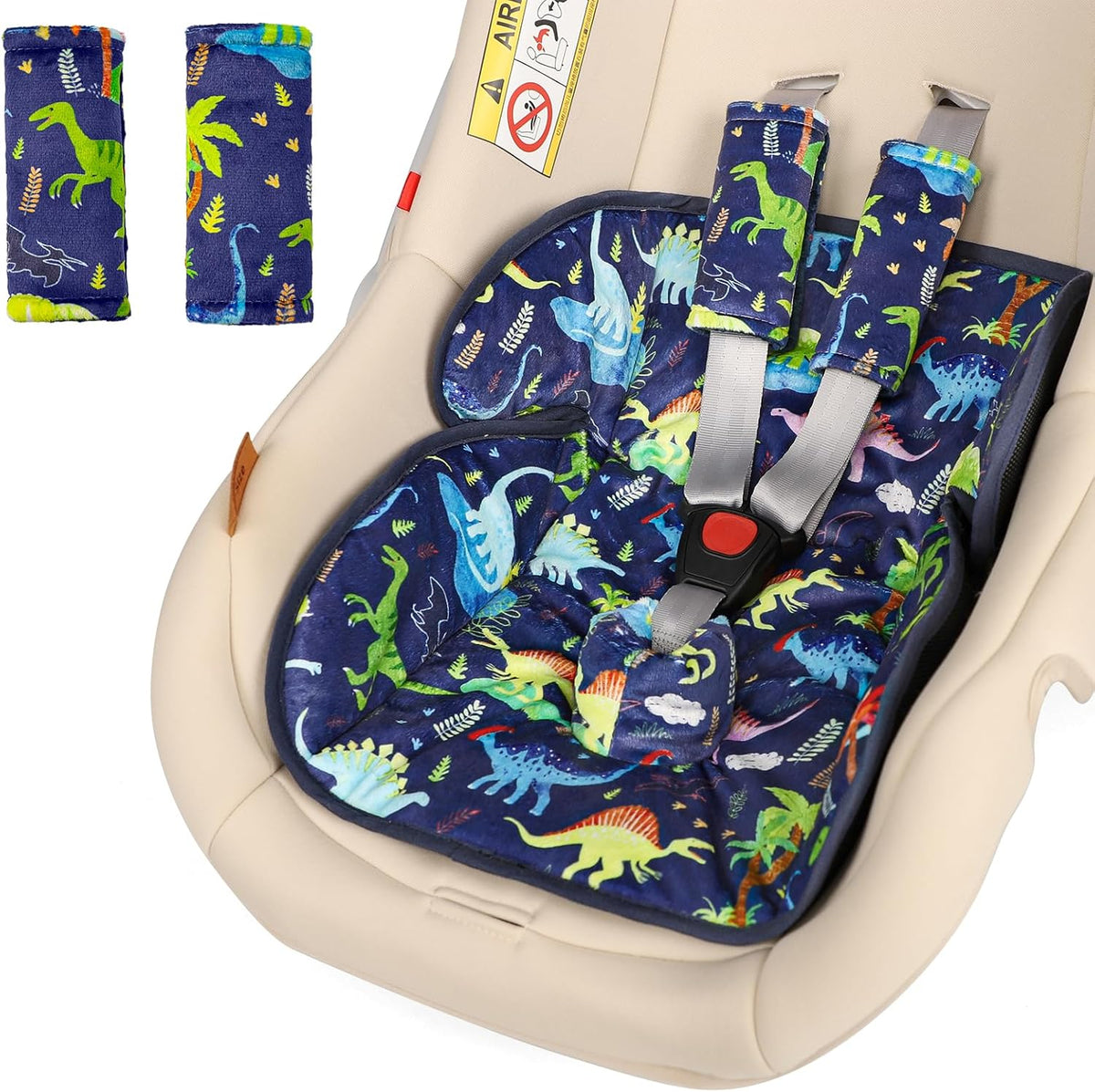 Dayeeball Piddle Pad Car Seat Protector front view blue dinosaur