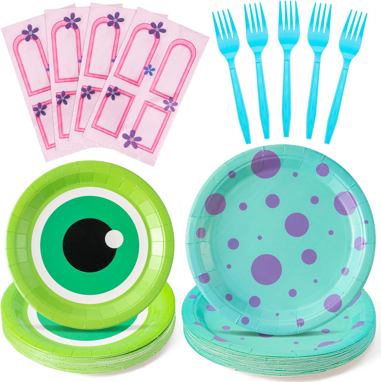 Gisgfim monster birthday party supplies 96 piece set front view