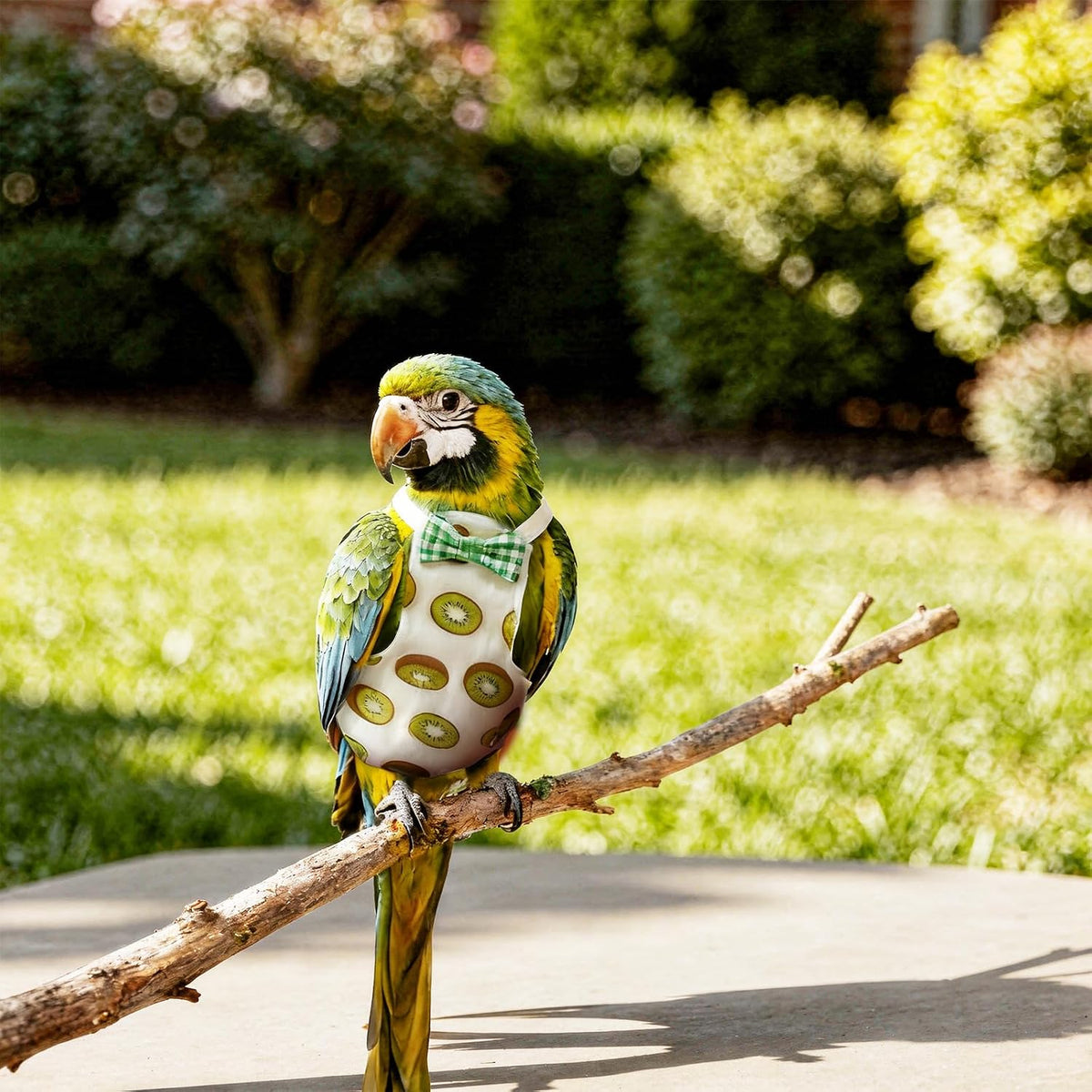 Comfortable polyester bird diaper clothing with banana and bow designs for parakeets