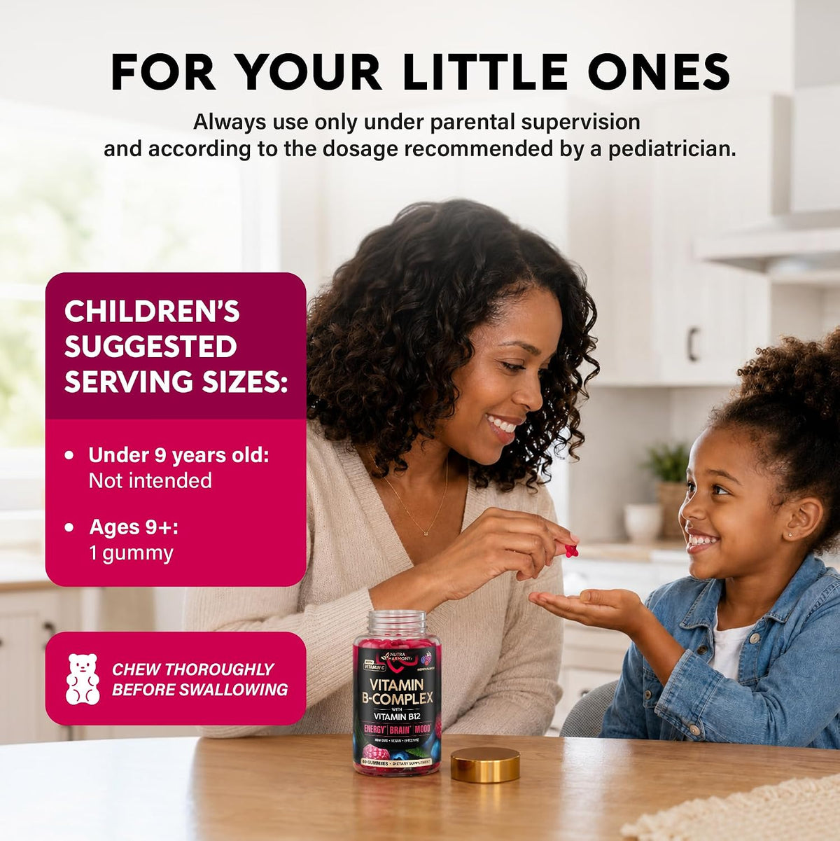 NutraHarmony Vitamin B-Complex gummies lifestyle image showing daily wellness