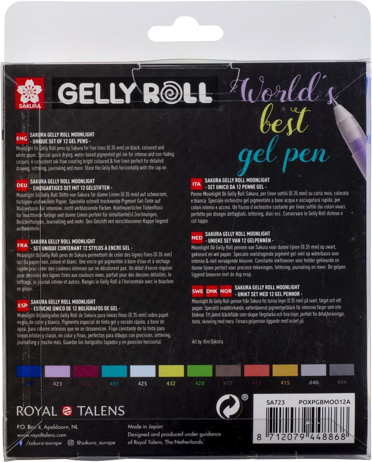 Sakura Gelly Roll Moonlight 12 color assortment showcase