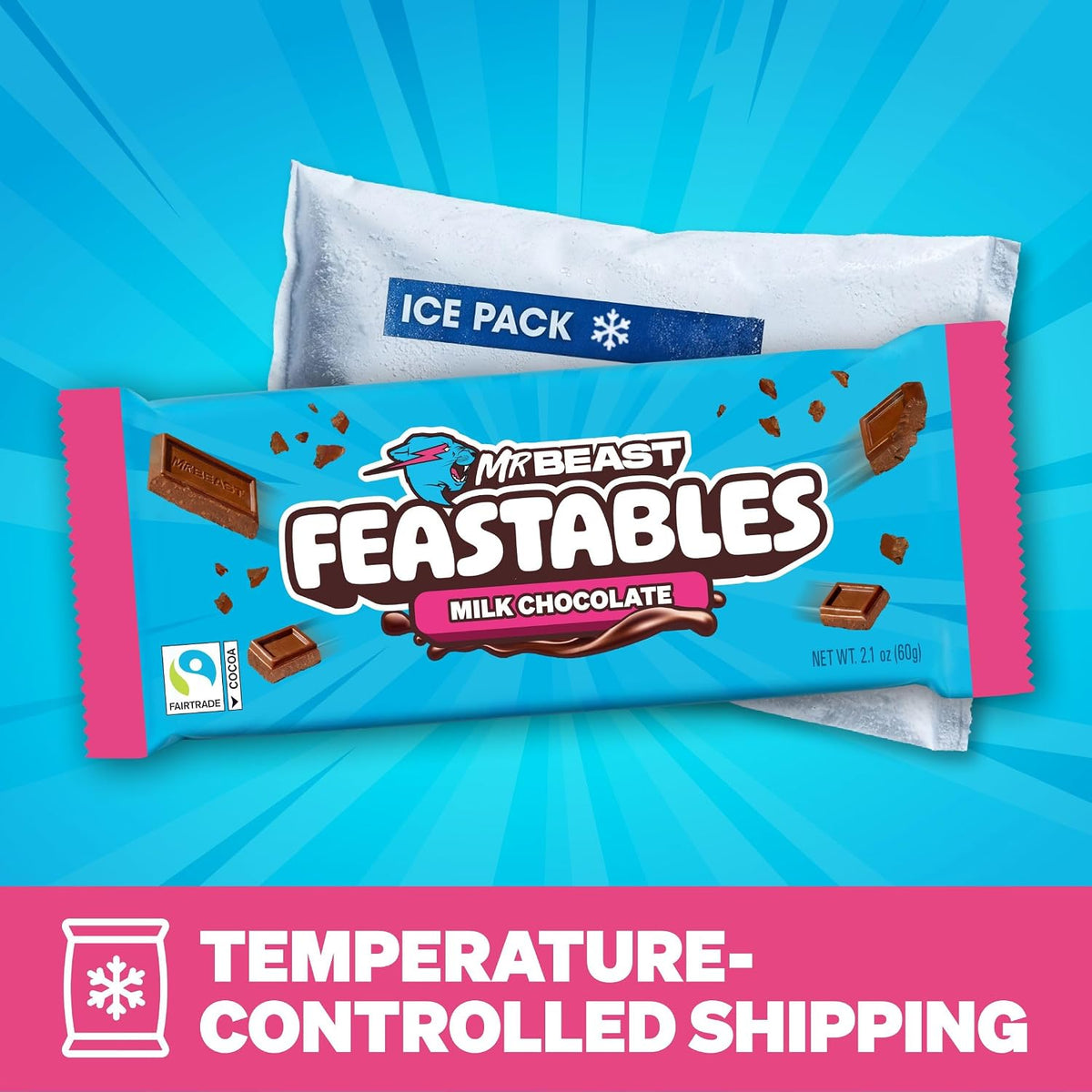 Feastables premium milk chocolate bars made with grass-fed milk