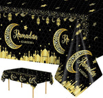 Litmitfu Ramadan Kareem tablecloth front view black and gold