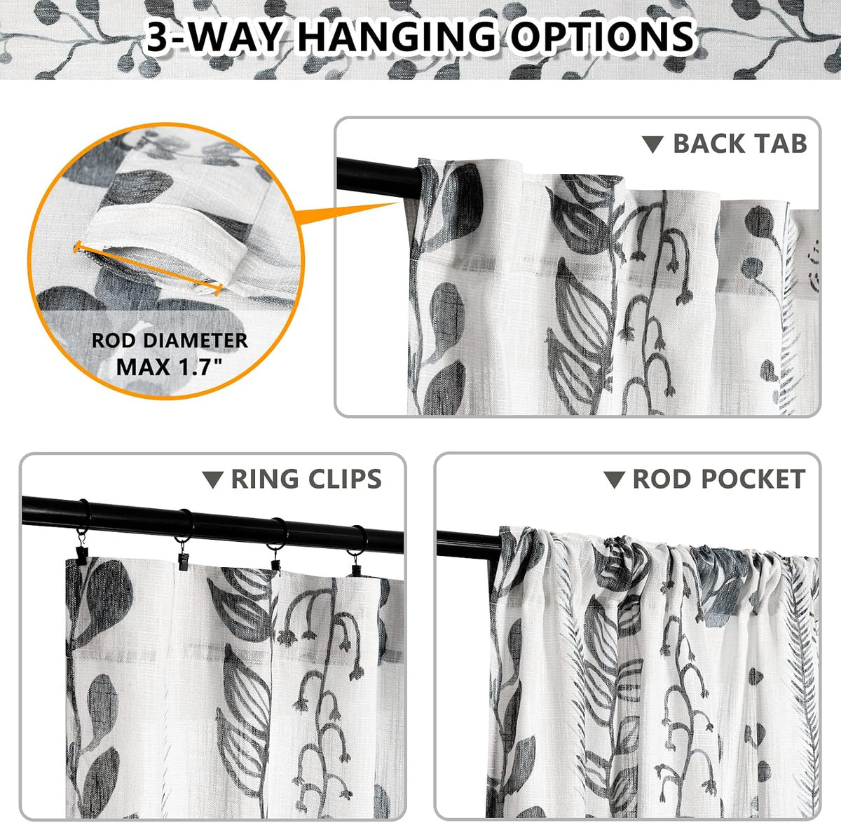 MEETSKY cotton linen style window drapes