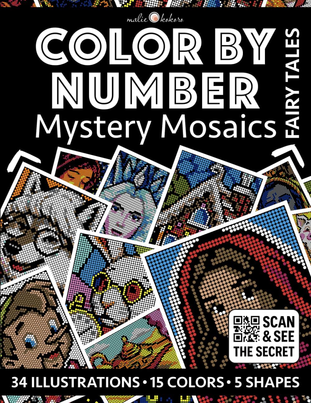 Color by Number: Fairy Tales | Black Background Edition | Mystery Mosaics Coloring Book for Adults | Pixel Art Coloring for Relaxation and ... (Color by Number - Black Edition | Pixelart) - Image 1