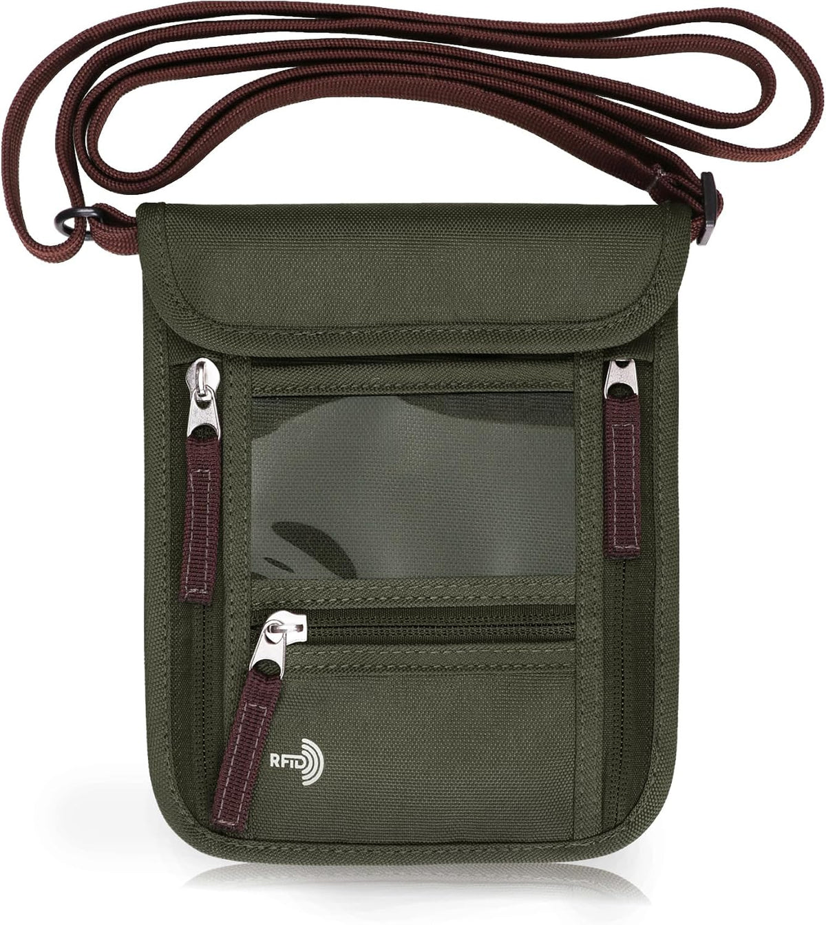 WALNEW Passport Holder Neck Pouch Travel Wallet for Women and Men, RFID Blocking Security Slim Traveling Wallet with Around Neck Lanyard Strap, Light Green - Image 12