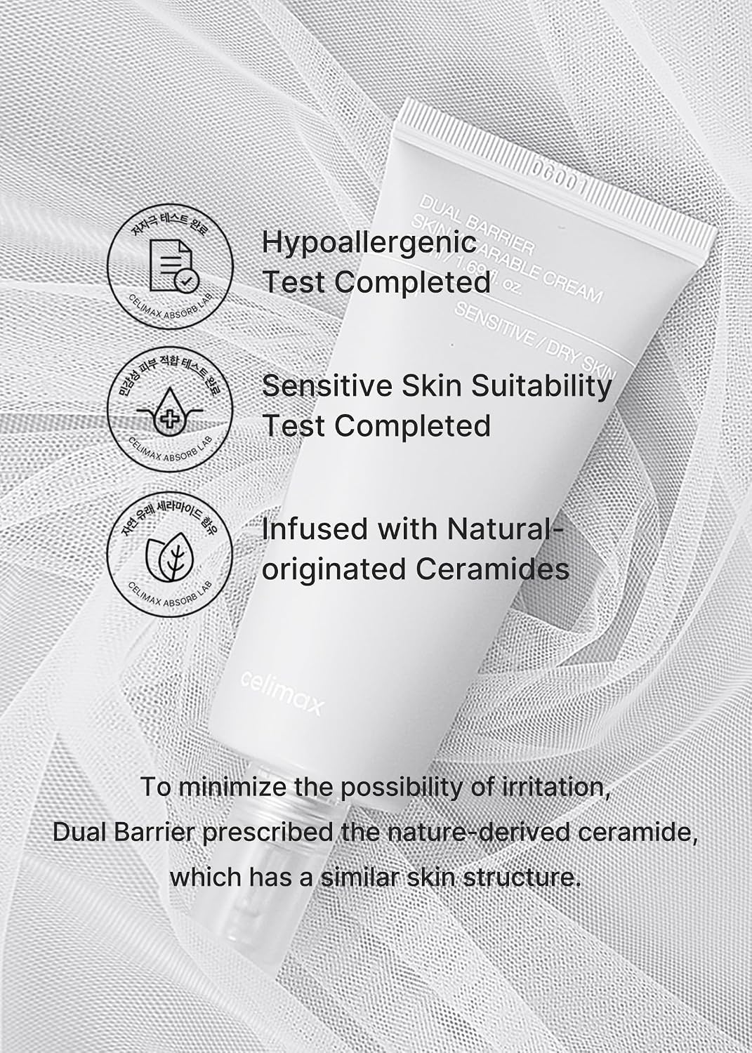 Celimax skincare routine with dual barrier skin wearable cream