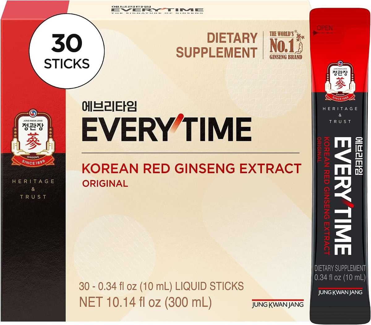 JUNG KWAN JANG Everytime Korean Red Ginseng Extract 1,050mg & Lemon - Vegan Energy Drink Liquid Stick Supplements - Builds Stamina & Immunity, Non-GMO (10 Sticks, 0.34 fl oz) - Image 9