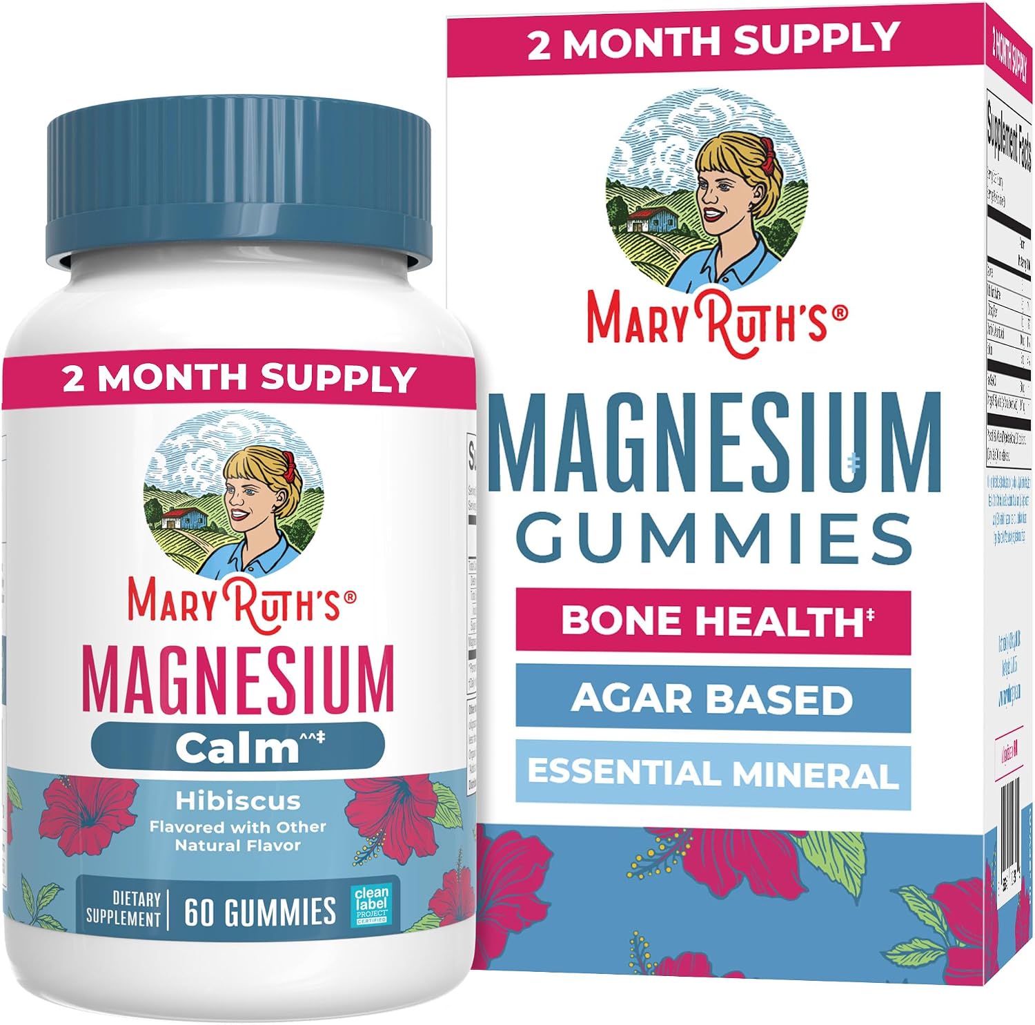 MaryRuth's Magnesium Calm Gummies front bottle view showing 60 count package