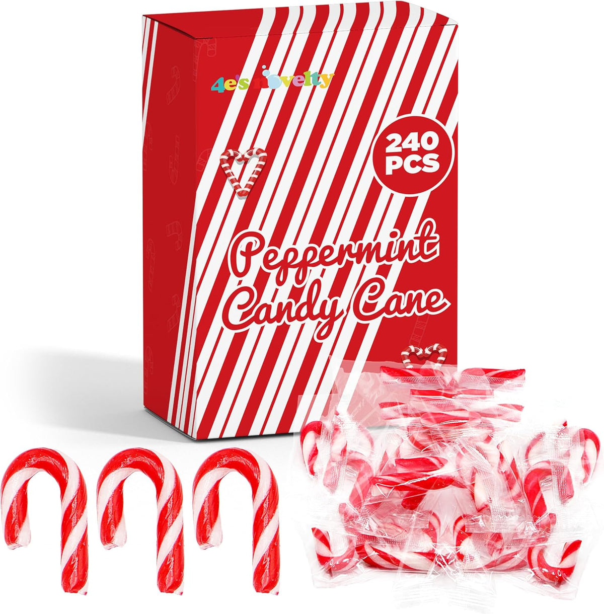 4E's Novelty 25 Pack Mini Candy Canes Bulk - Individually Wrapped, 2-Inch Mini Candy Canes, Classic Peppermint Flavor, for Christmas Treats and Christmas Bulk Stocking Stuffers, Perfect for Kids & Adults - Image 9