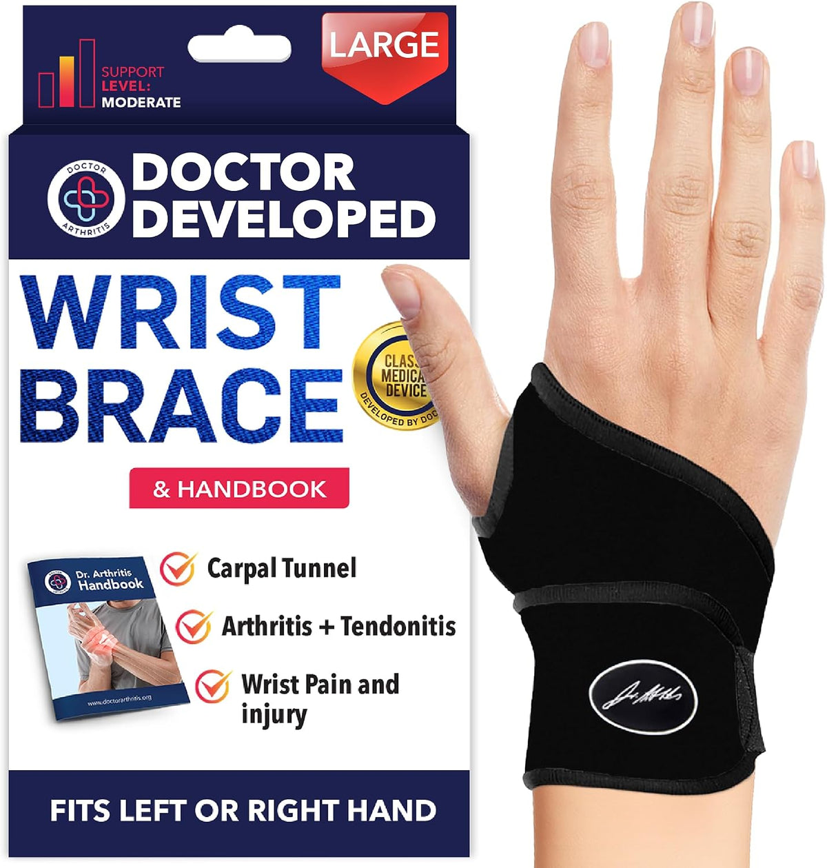 Doctor Developed Wrist Brace, Wrist Wraps for Carpal Tunnel Arthritis, Tendonitis, Hand Support, Ideal for Fitness, Weightlifting - Handbook Included (Wrist Brace 1 Pack) - Image 10