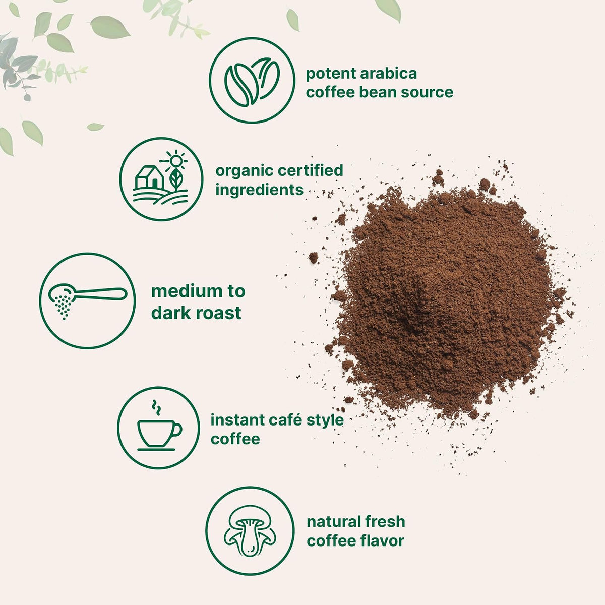 Micro Ingredients organic instant coffee certification and nutrition labels