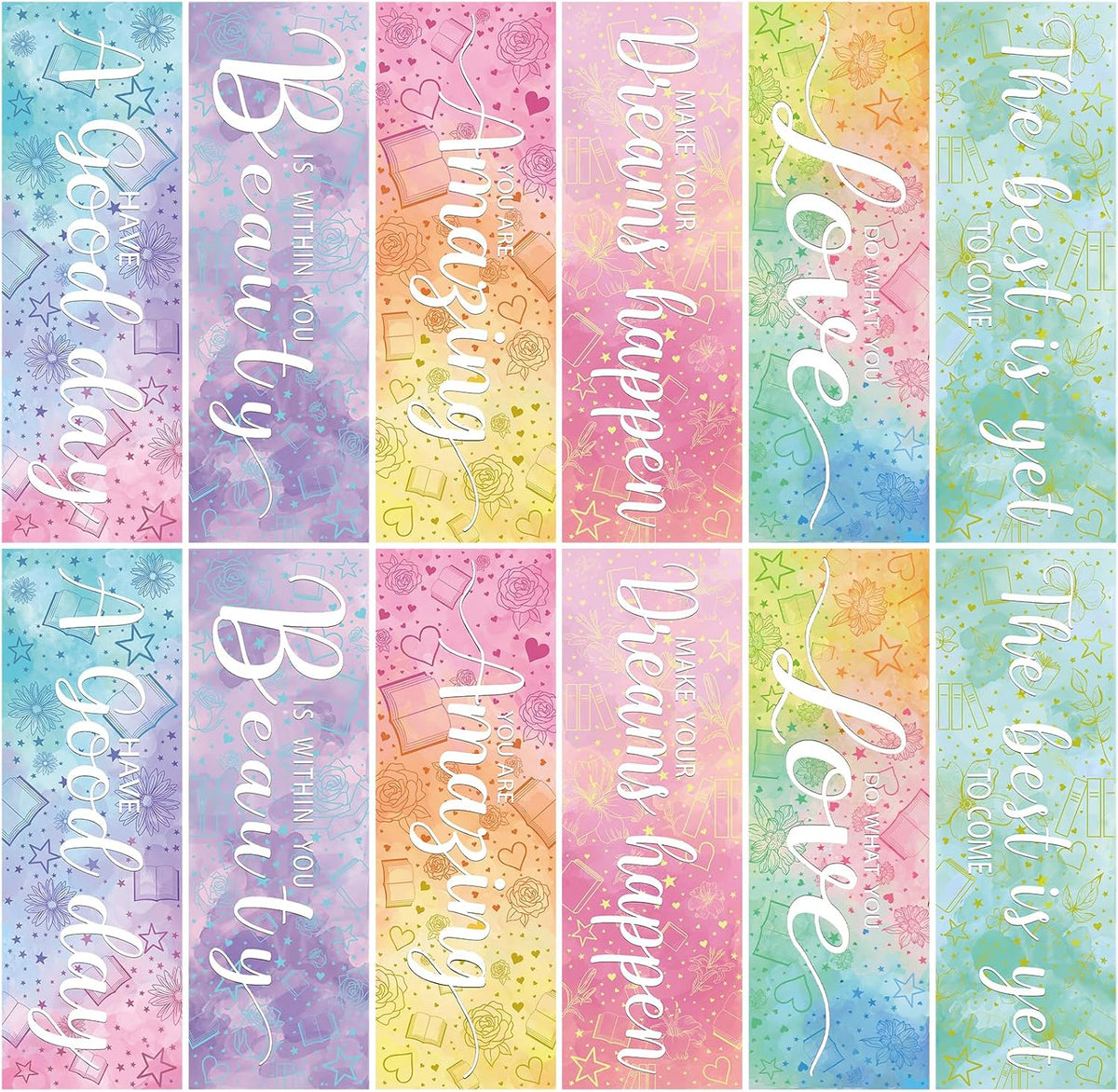 Anseal inspirational bookmarks front view showing colorful watercolor designs