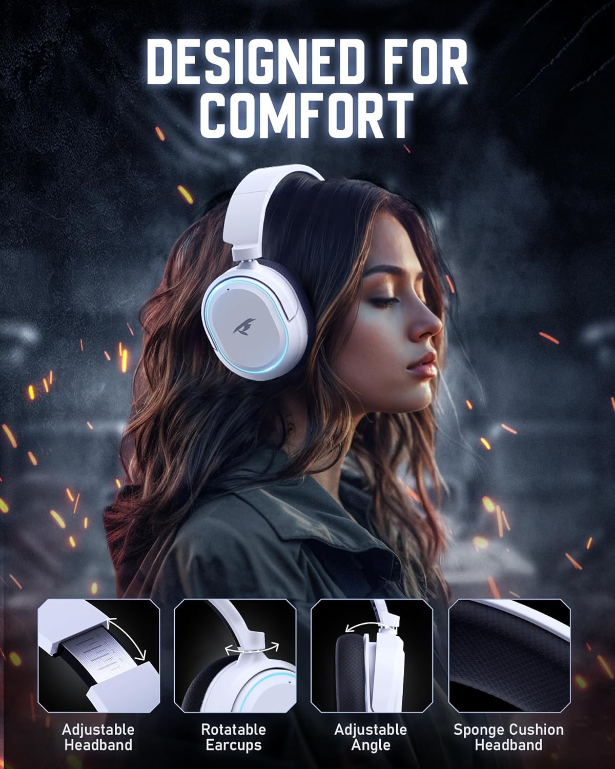 Valorise wireless headset packaging and included accessories