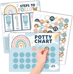 Hadley Designs potty training chart for toddler girls front view featuring boho rainbow theme.