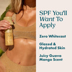 Hydrating SPF 50 body mist spray application view