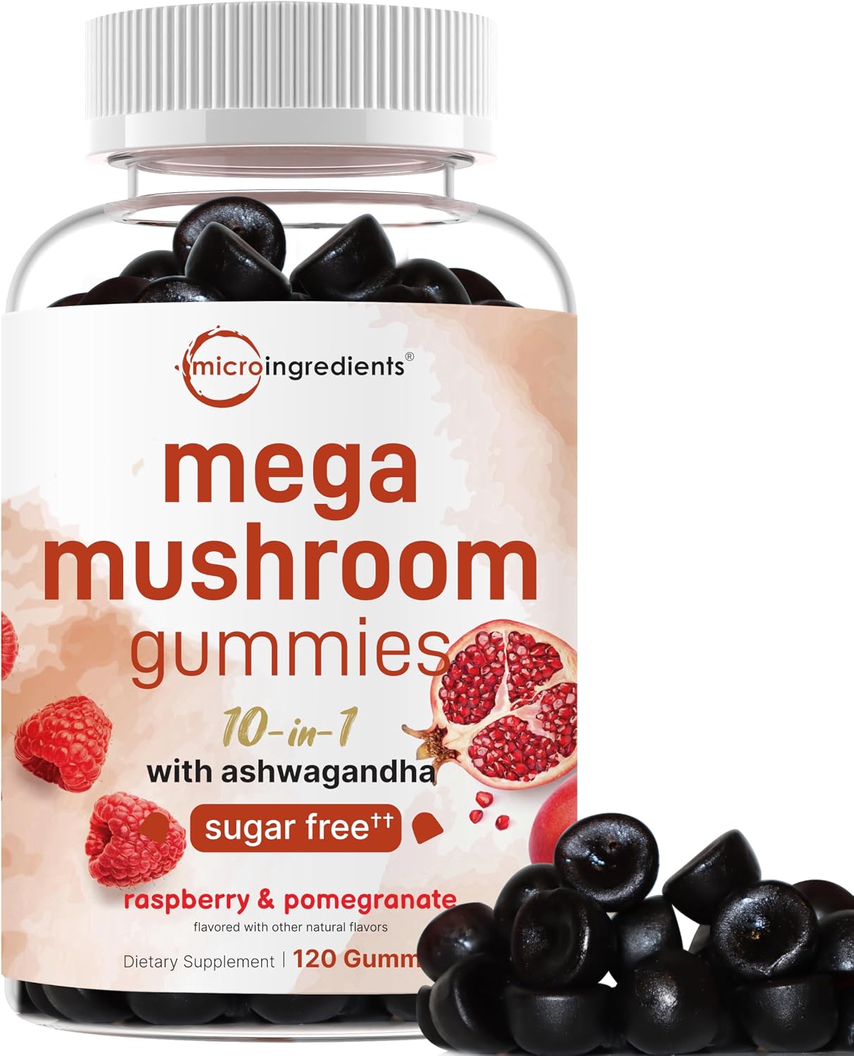 Micro Ingredients Mega Mushroom Gummies front view bottle and packaging