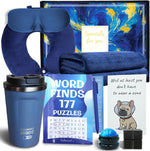 Calmcrest men get well soon gift basket front view showing complete nine piece care package elements