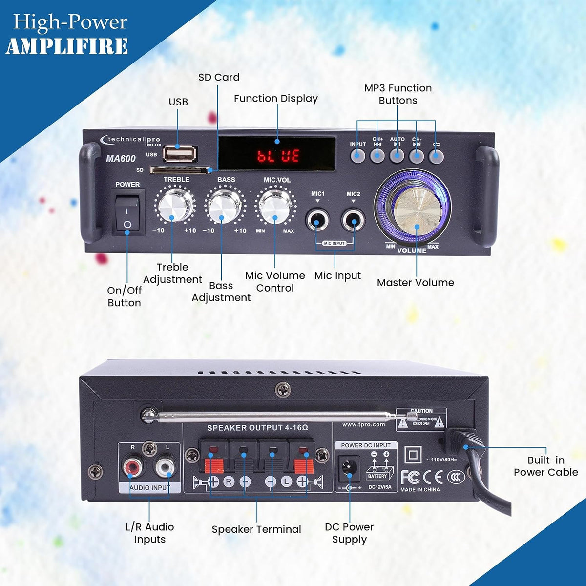 Technical Pro home audio amplifier with remote control