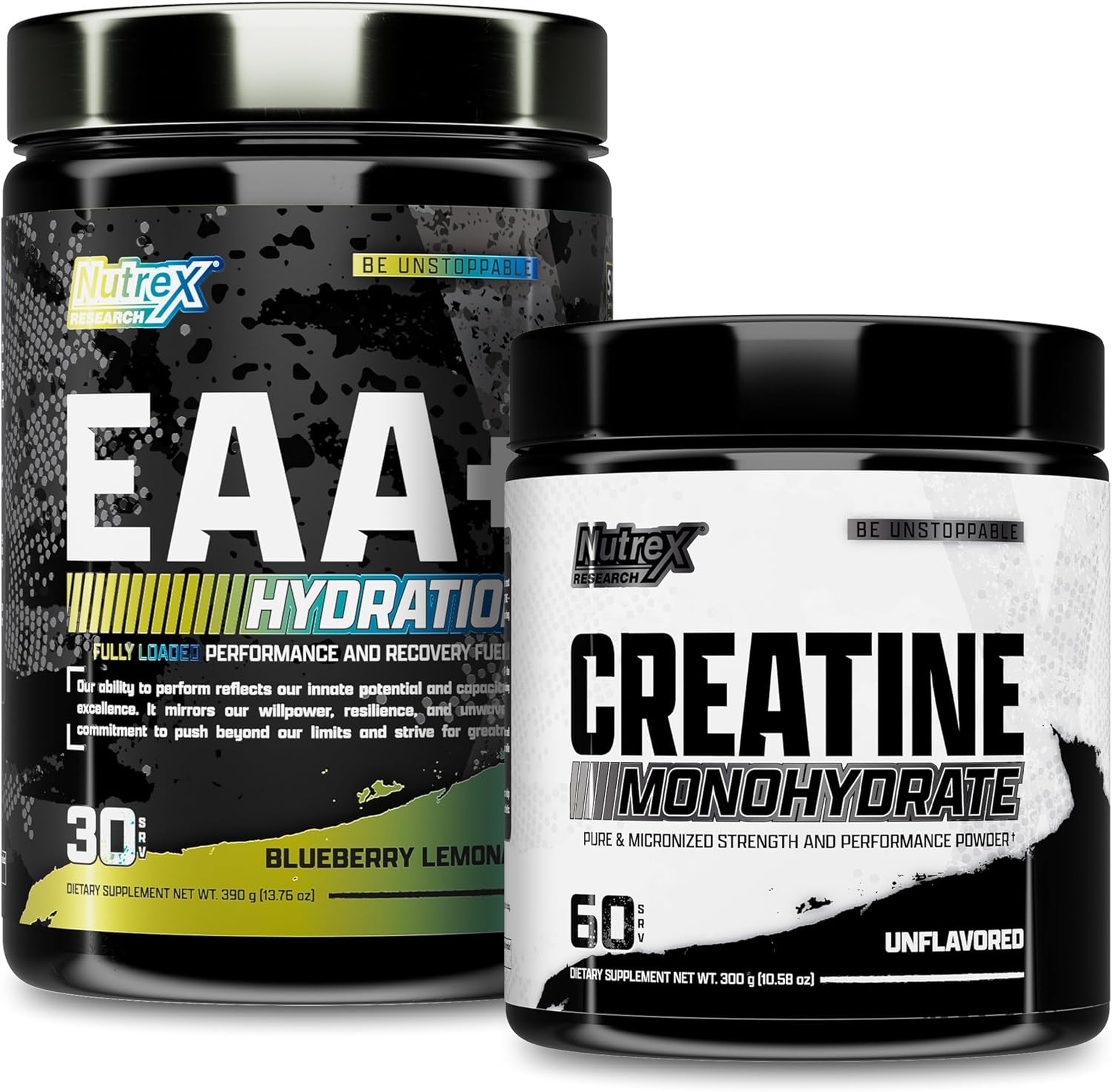 Nutrex Research EAA Hydration Blueberry Lemonade front tub view for authentic USA fitness supplement shopping