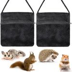 Sweetude 2 Pcs Sugar Glider Pouch Breathable Carrying Bonding Pouch Soft Hamster Carrier with Strap Zipper Small Animal Travel Sleeping Bag Cage Accessories for Rat Reptile Other Small Pets(Black) - Image 1