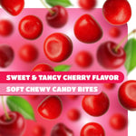 Tart and sweet cherry sours jelly balls arranged for holiday dessert decoration.