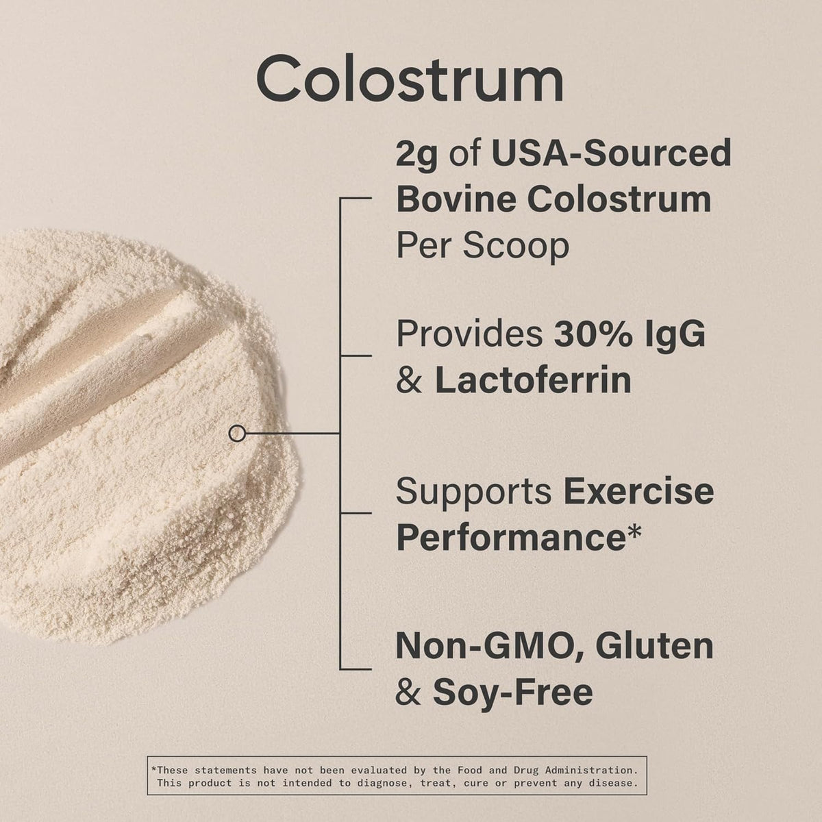 Scooping unflavored bovine colostrum powder into a cold wellness smoothie.