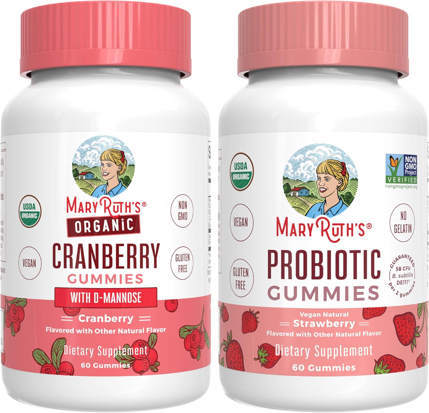 MaryRuth's organic cranberry probiotic gummies front view bottle