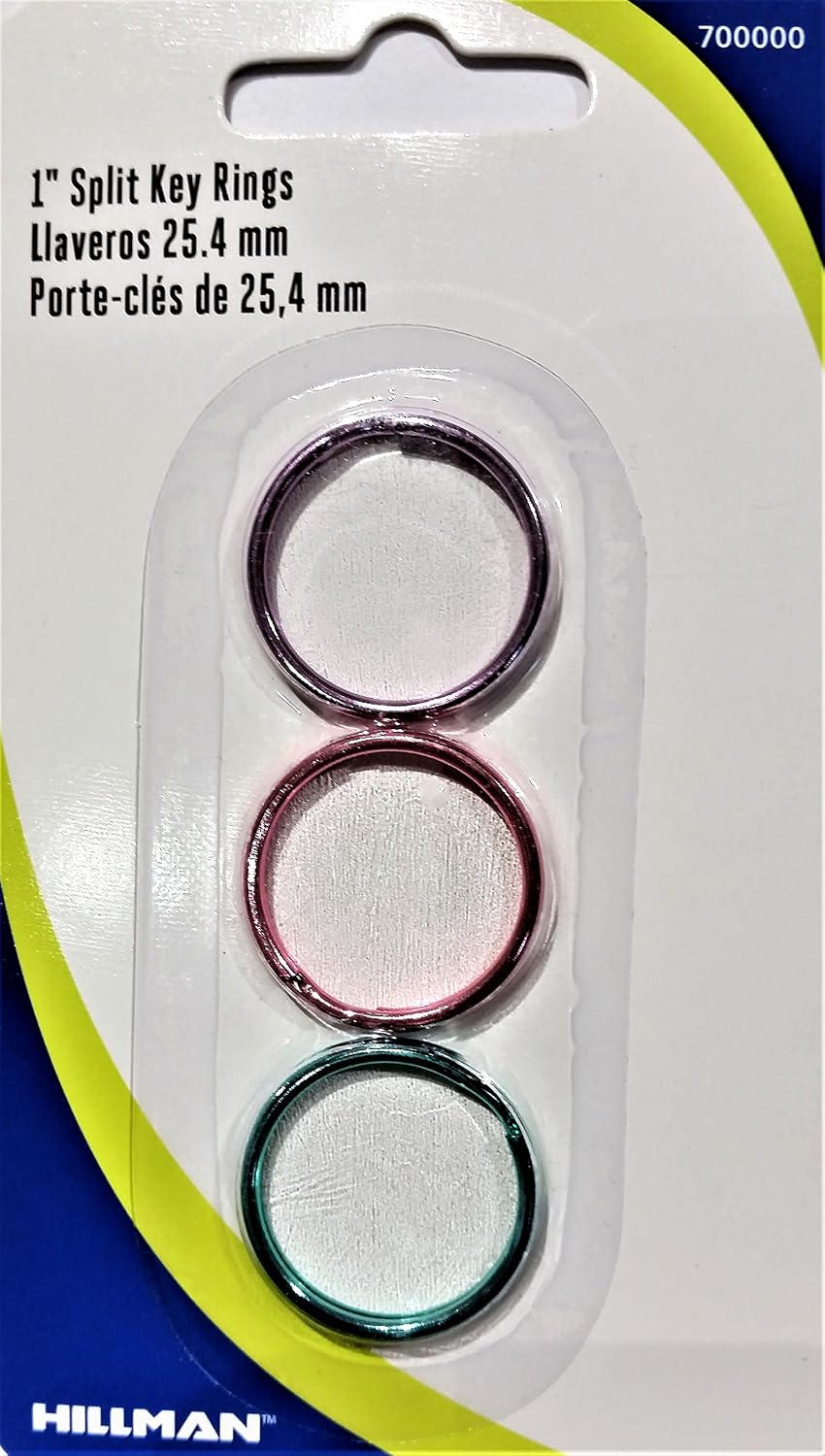 Hillman colored split ring 3 pack front view key rings