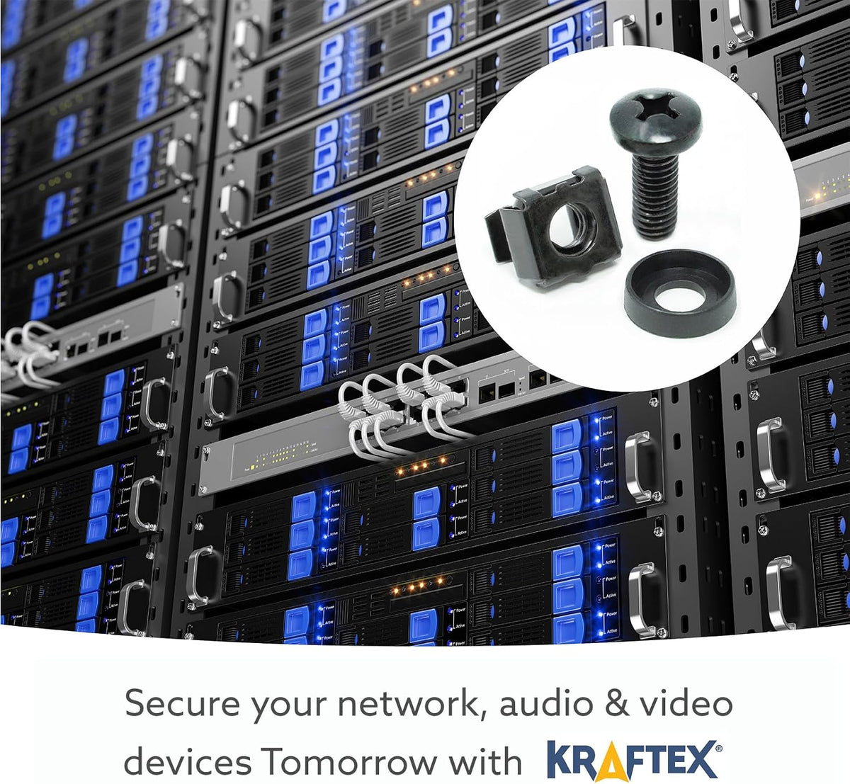 Complete 50-pack set of Kraftex server rack accessories