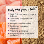 Premium salmon and chicken raw meal enhancer powder texture details