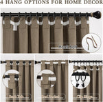 Dualife thermal insulated curtains showing the back tab and rod pocket hanging header