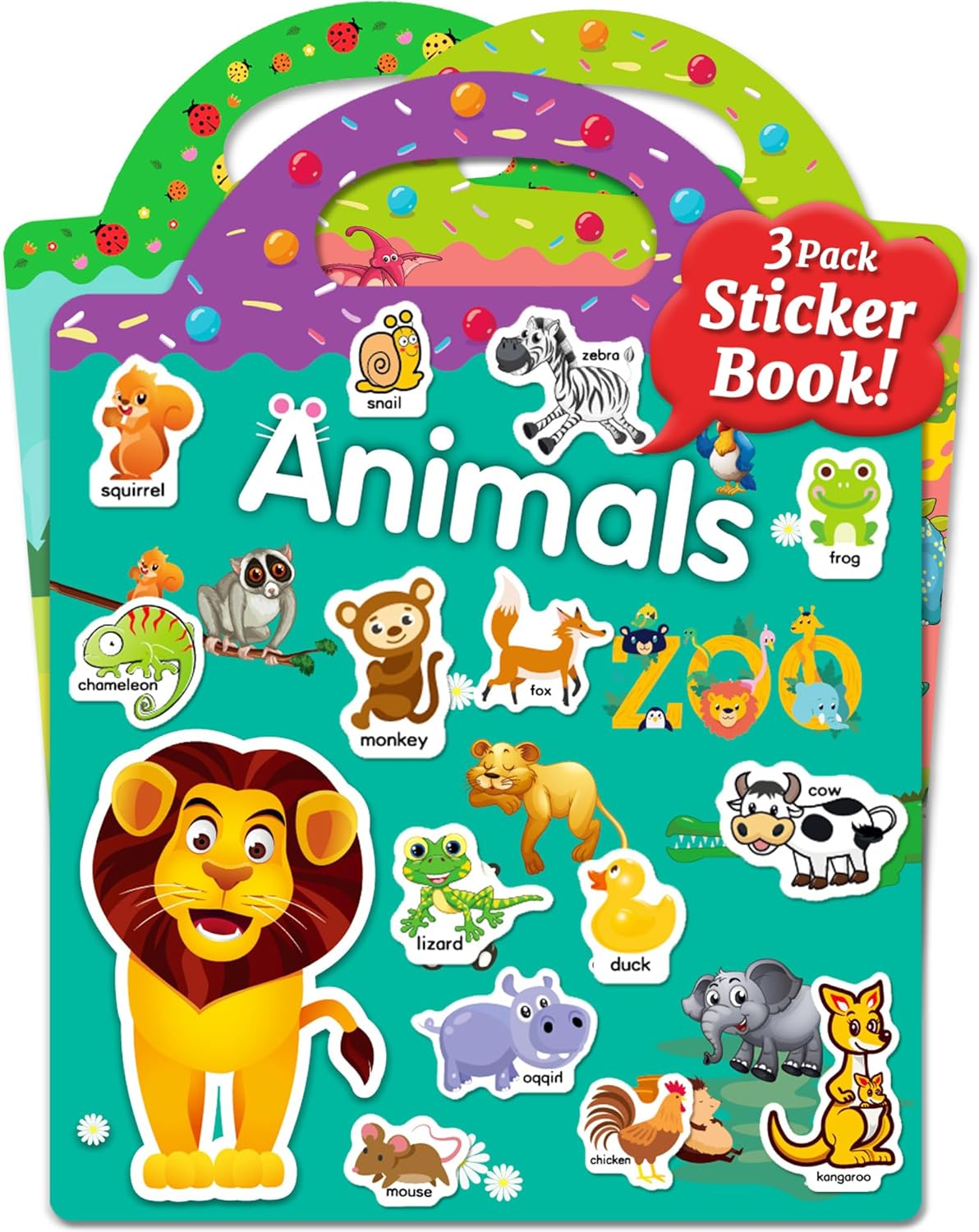 Benresive reusable sticker book for toddlers front view pack of three themes
