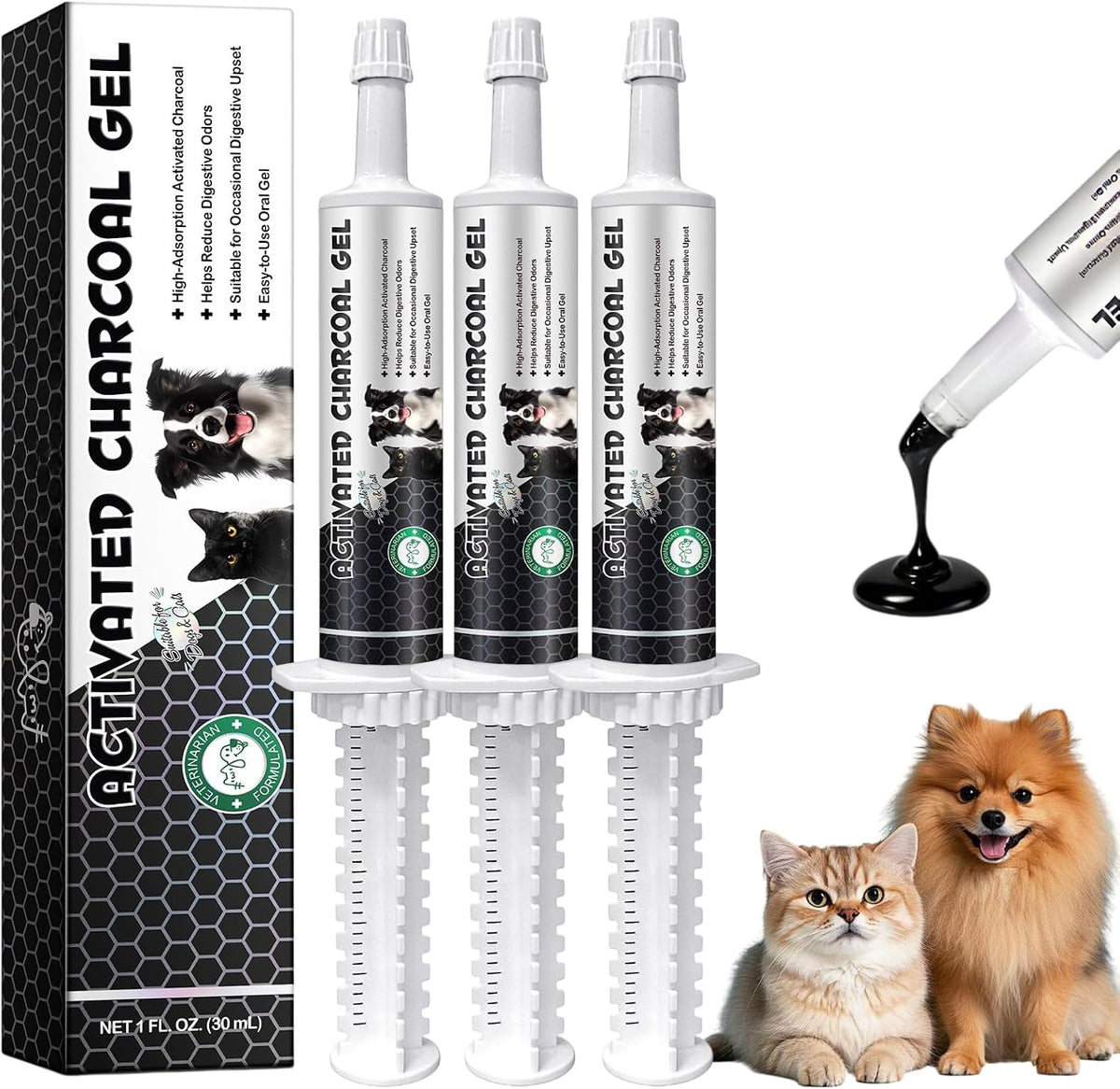 Activated Charcoal for Dogs, Cats - Supports Digestive Comfort, Occasional Loose Stool, Bloating & Gas Relief for Dietary Indiscretion, Easy Oral Anti Diarrhea Digestive Paste for Pet Digestive Upset. - Image 9