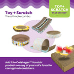 Catstages interactive cat toy bundle displayed with catnip compartment open