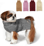 KYEESE Dog Sweaters for Small Dogs Turtleneck Dog Cable Knit Pet Sweater with Golden Thread for Cold Weather, Beige, Medium - Image 9