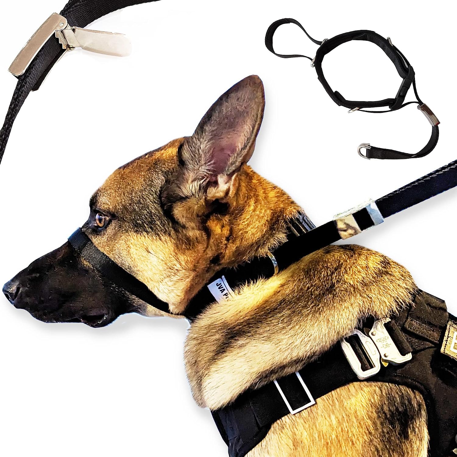 PetsProMax Dog Headcollar Medium size front view black nylon