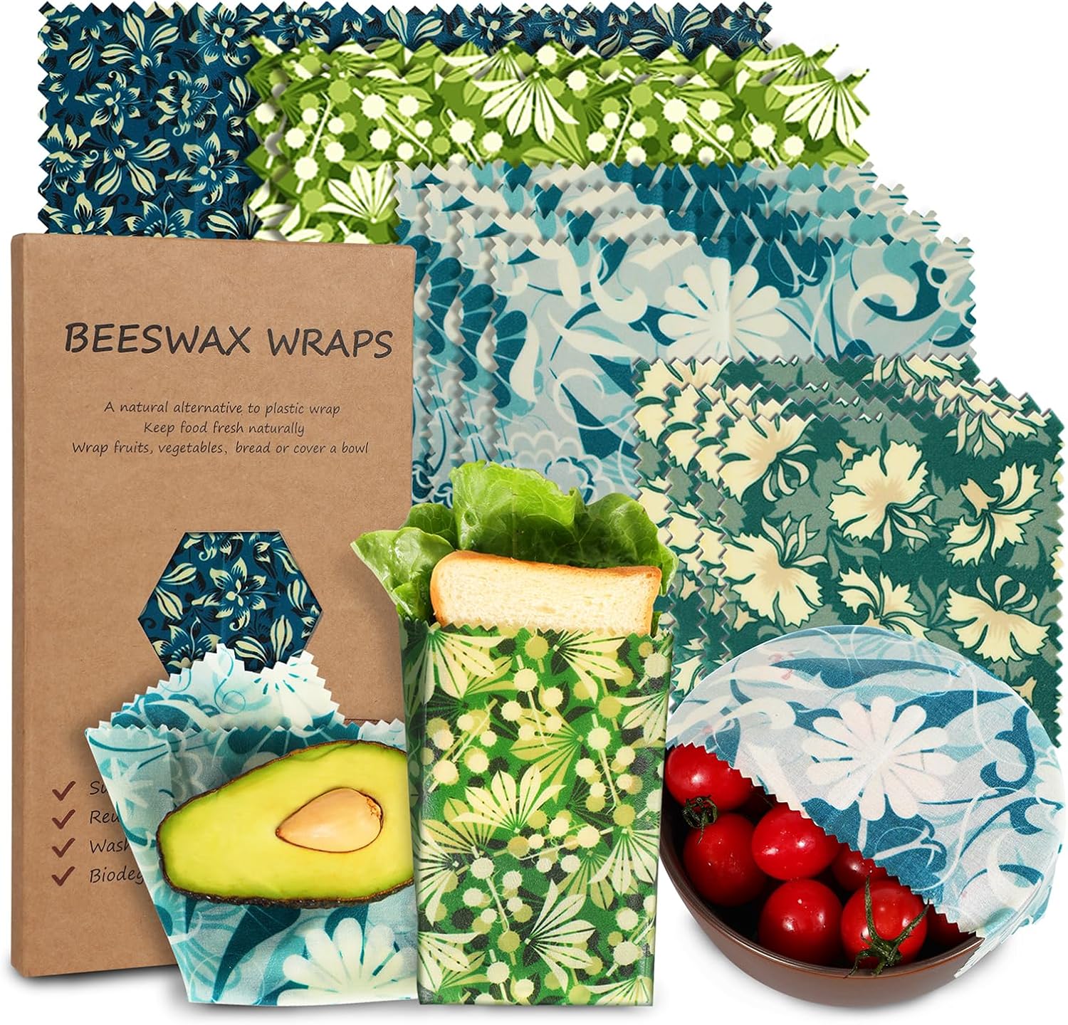 Celsirex Reusable Beeswax Wrap 11 pack front view for sustainable food storage.